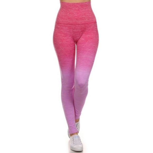 Pants - Dip Dye Ombre Athletic Leggings High Waist Band FC